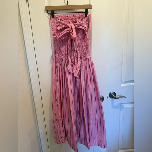 DAMSON MADDER Mia Midi Dress in Pink Stripe Bow Tie UK 10 US 6 - Picture 5 of 11